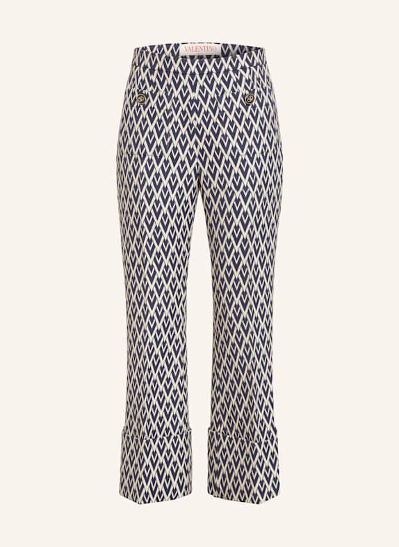 VALENTINO Jacquard-Hose DUNKELBLAU/ CREME