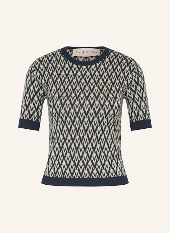 VALENTINO Strickshirt MOSSI CREME/ DUNKELBLAU