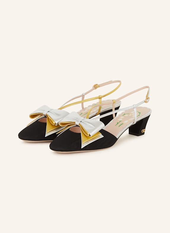 VALENTINO GARAVANI Slingpumps WEISS/ SCHWARZ/ GOLD