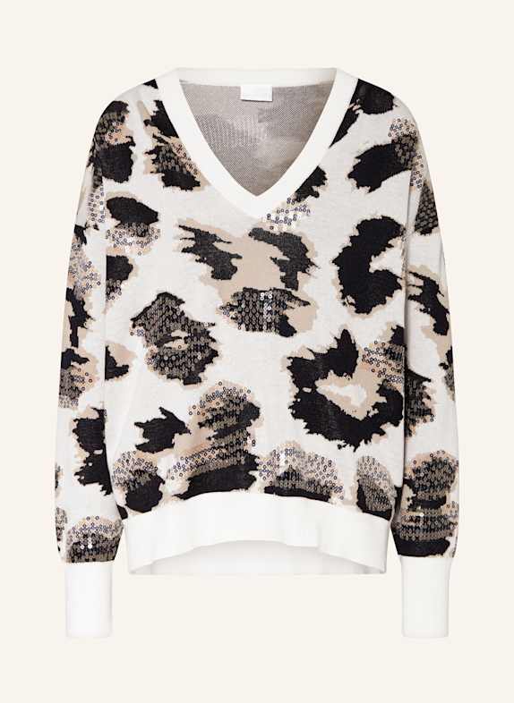 SPORTALM Pullover mit Pailletten BEIGE/ SCHWARZ