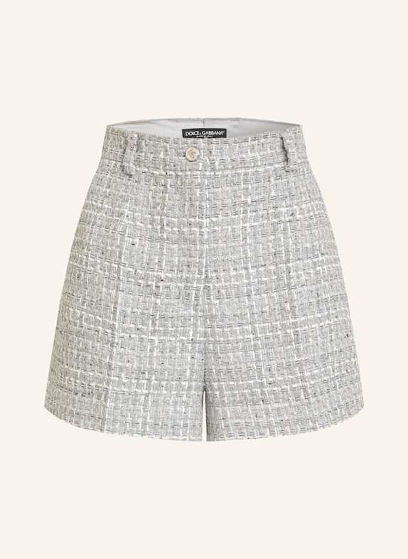 DOLCE & GABBANA Bouclé-shorts with glitter thread LIGHT GRAY/ WHITE/ SILVER