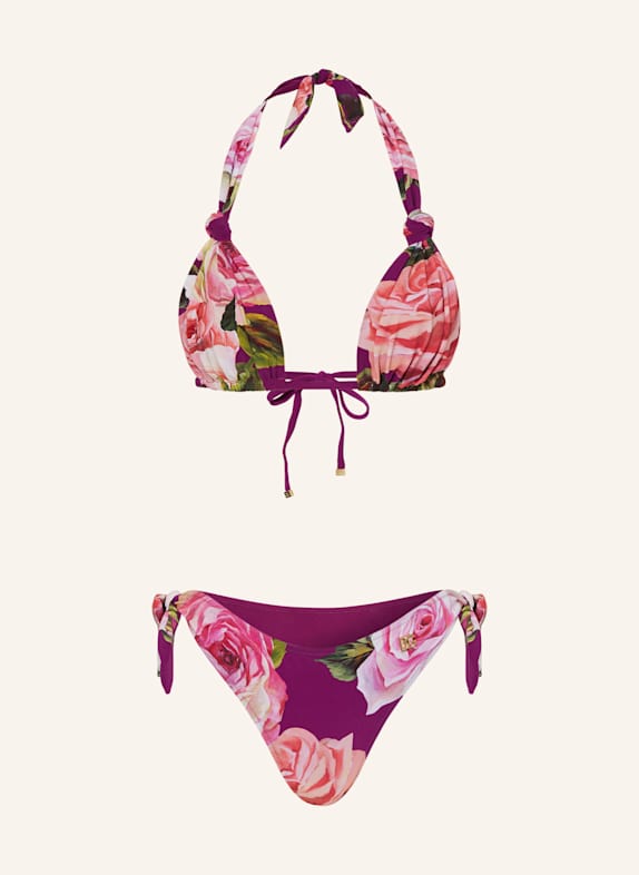 DOLCE & GABBANA Neckholder-Bikini FUCHSIA/ GRÜN/ ROSA