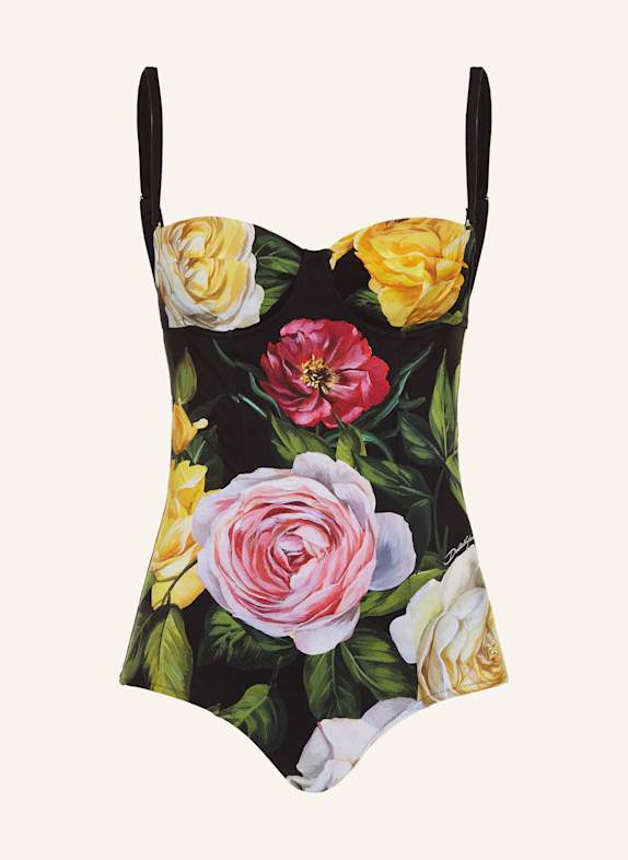 DOLCE & GABBANA Bügel-Badeanzug SCHWARZ/ GELB/ GRÜN