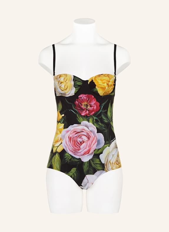 DOLCE & GABBANA Plavky s kosticemi ČERNÁ / ŽLUTÁ / ZELENÁ
