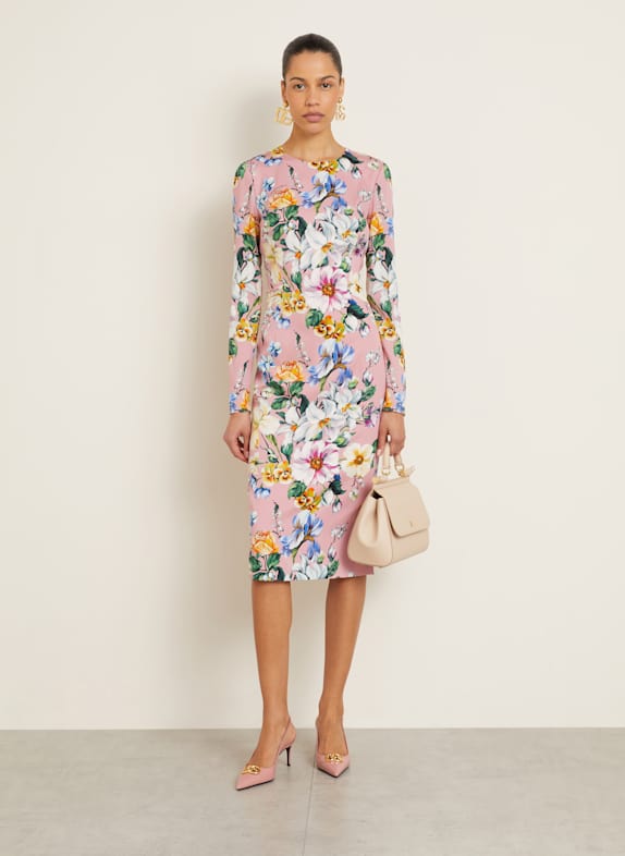 DOLCE & GABBANA Silk dress PINK/ GREEN/ BLUE