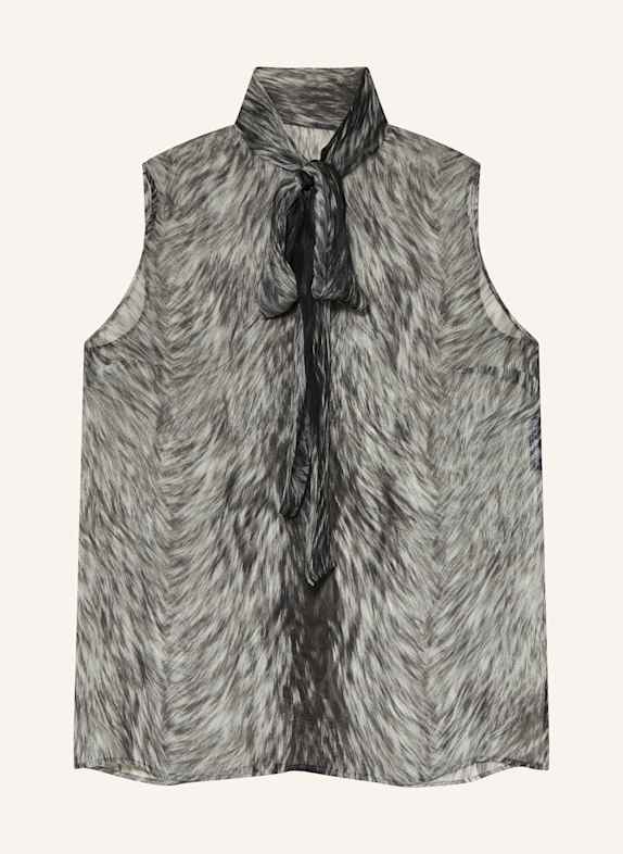 DOLCE & GABBANA Schluppenbluse aus Seide SCHWARZ/ WEISS/ GRAU