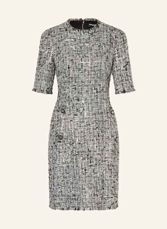 DOLCE & GABBANA Bouclé-Kleid RACHEL SCHWARZ/ WEISS/ SILBER