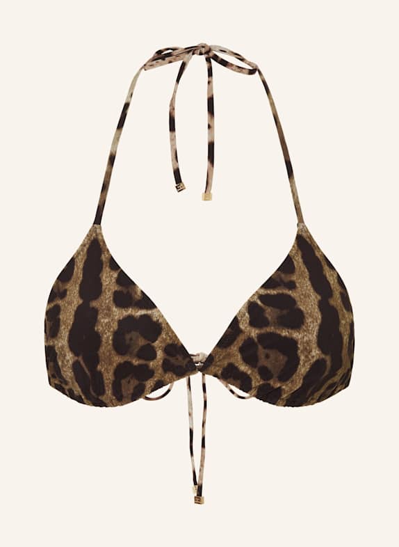 DOLCE & GABBANA Triangel-Bikini-Top LEO NEW DUNKELBRAUN/ BRAUN/ HELLBRAUN