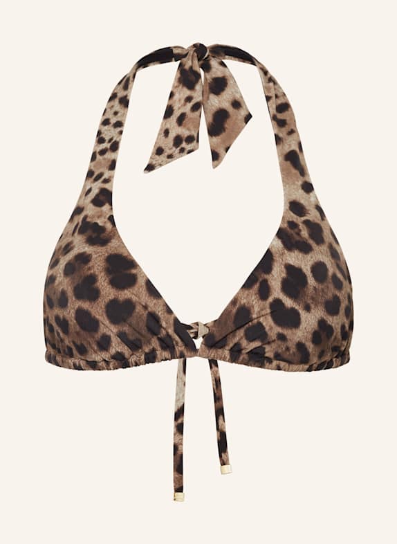 DOLCE & GABBANA Triangel-Bikini-Top LEO NEW SCHWARZ/ BRAUN/ HELLBRAUN