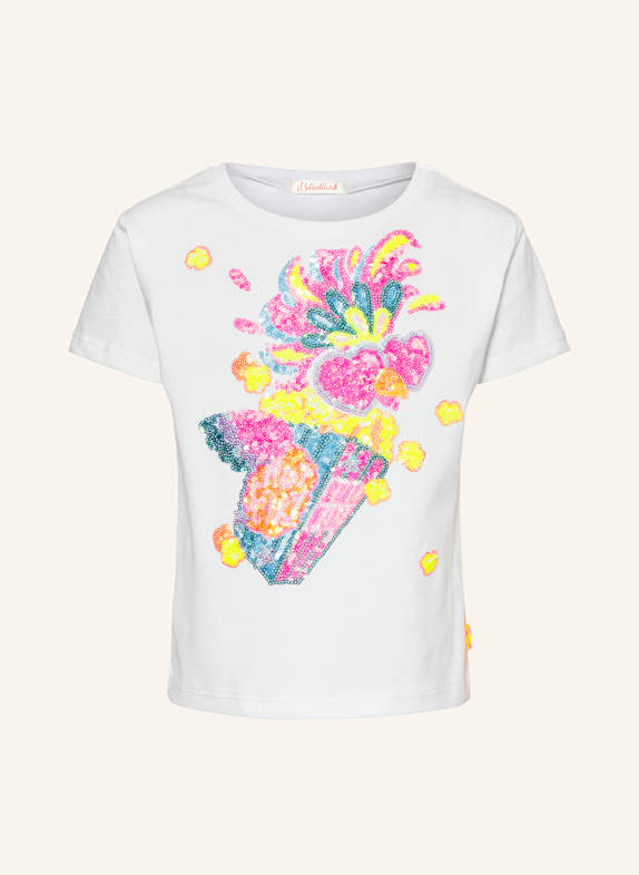 Billieblush Oasis lace trim roll sleeve T-shirt in black WEISS/ PINK/ GELB