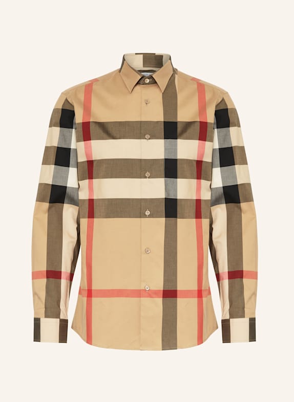 BURBERRY Hemd SUMMERTON Regular Fit BEIGE/ SCHWARZ/ ROT