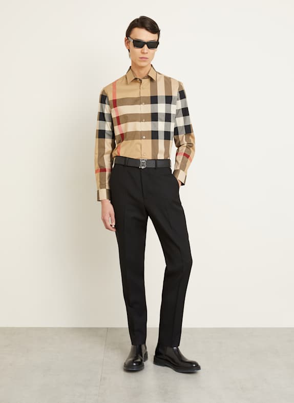 BURBERRY Košile SUMMERTON Regular Fit BÉŽOVÁ / ČERNÁ / ČERVENÁ