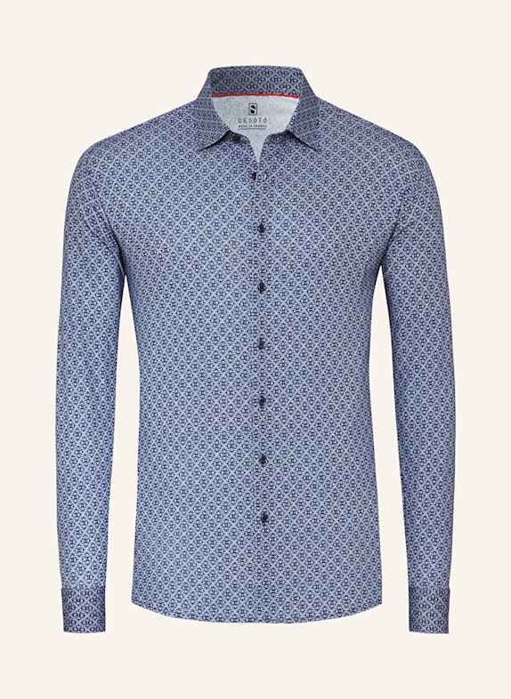DESOTO Jerseyhemd Slim Fit DUNKELBLAU/ WEISS