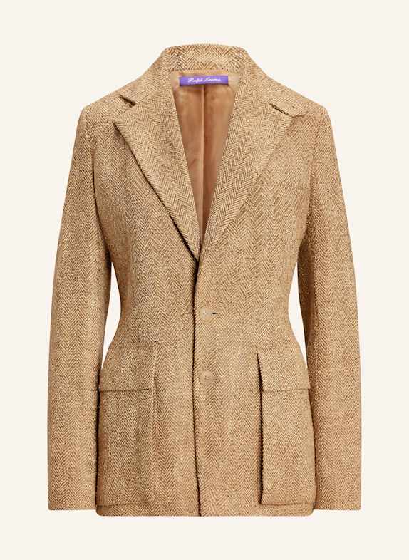 RALPH LAUREN Collection Seidenblazer PRESTON mit Glitzergarn HELLBRAUN