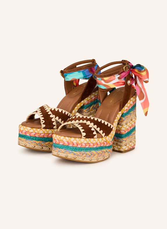 KURT GEIGER Plateau-Sandaletten mit Nieten BRAUN/ PETROL/ ORANGE