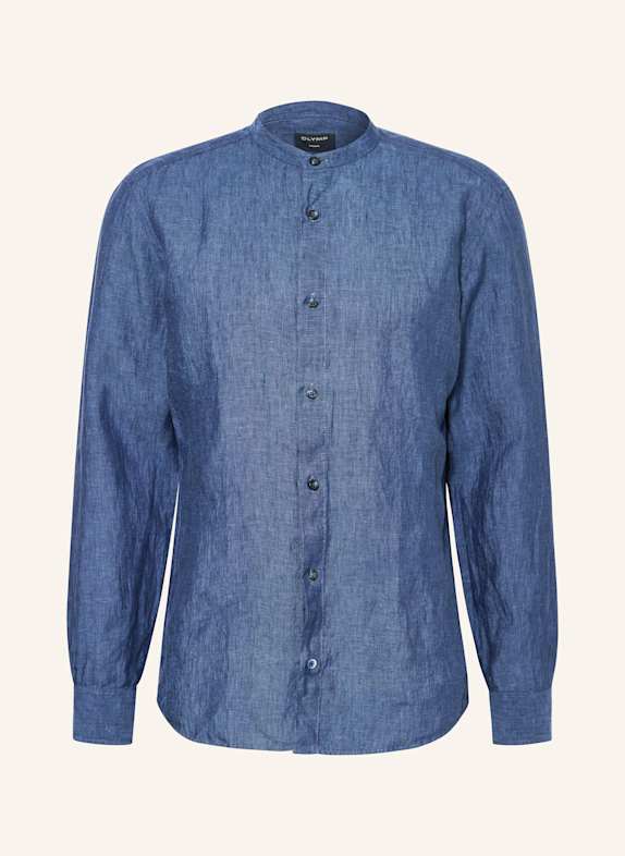 OLYMP Leinenhemd Casual regular fit mit Stehkragen DUNKELBLAU