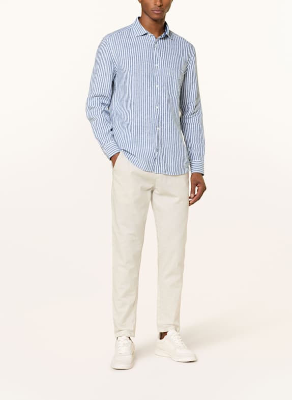 OLYMP Linnedskjorte Casual regular fit HVID / BLÅ