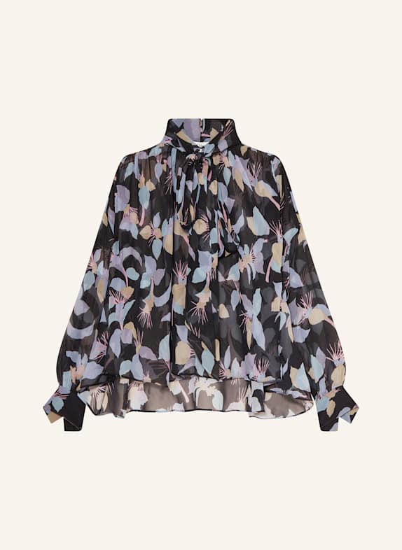 Chloé Schluppenbluse aus Seide SCHWARZ/ BLAUGRAU/ LILA