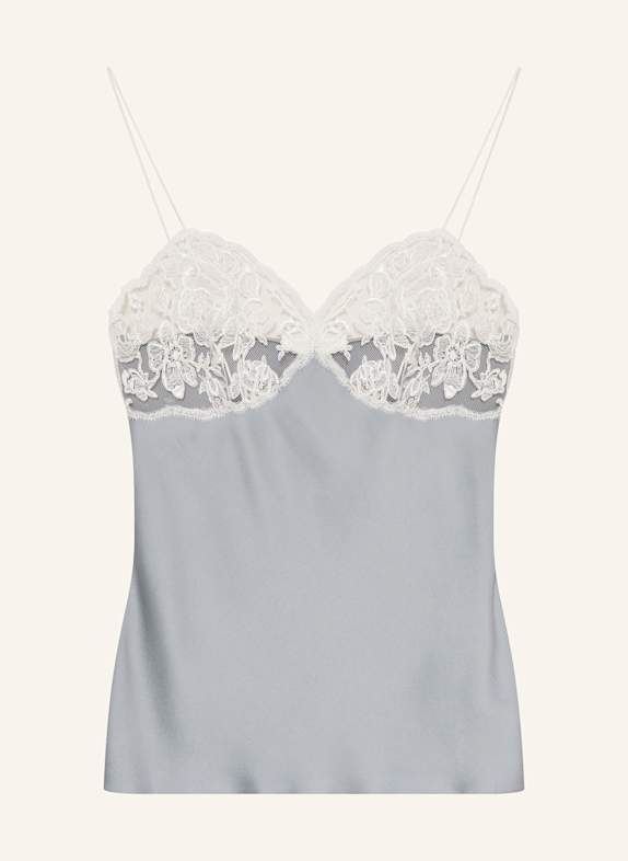 Chloé Blusentop aus Satin mit Spitze SILBER/ WEISS
