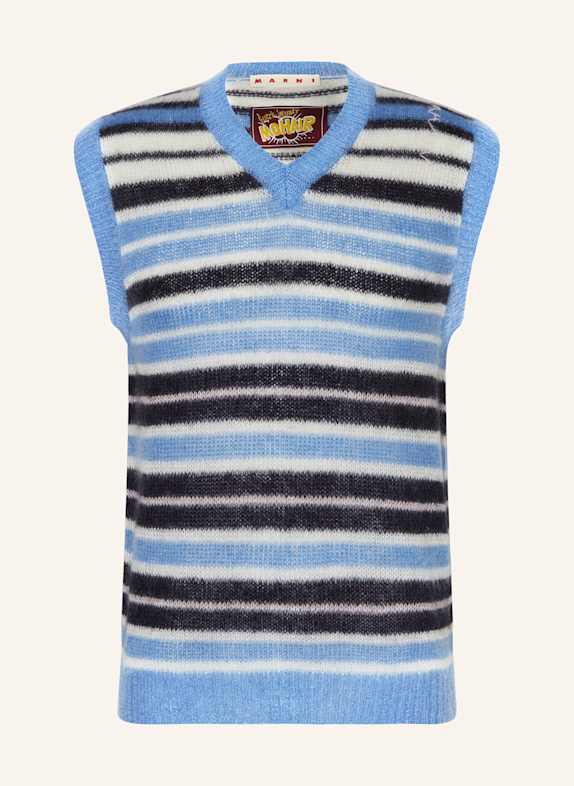 MARNI Pullover mit Mohair WEISS/ DUNKELBLAU/ HELLBLAU