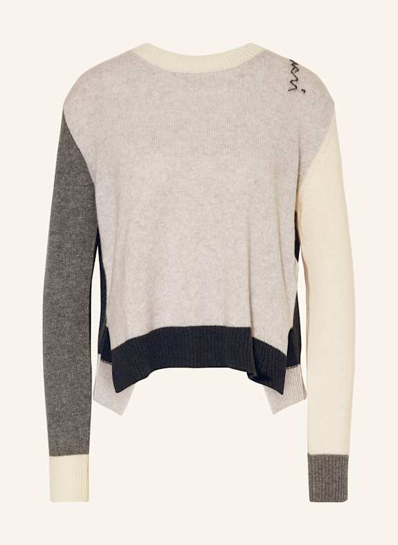 MARNI Cashmere-Pullover DUNKELBLAU/ HELLGRAU/ CREME