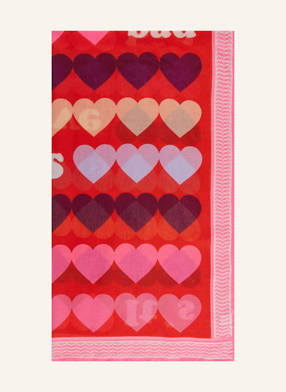 CODELLO Schal ROT/ NEONPINK/ BEIGE