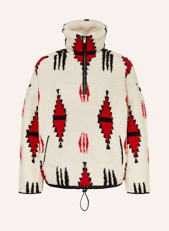 ISABEL MARANT Schlupfjacke MARLO mit Teddyfell ECRU/ ROT/ SCHWARZ