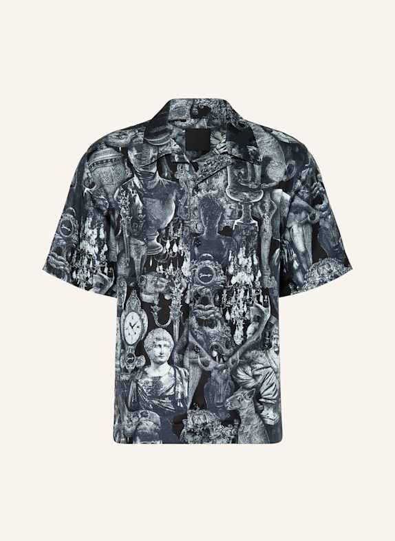 GIVENCHY Resorthemd Comfort Fit aus Seide SCHWARZ/ DUNKELBLAU