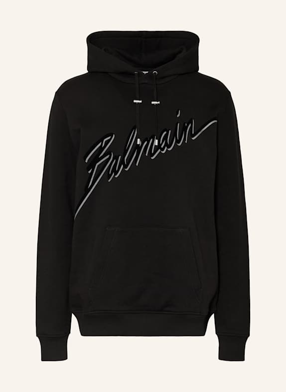 BALMAIN Hoodie BALMAIN LETTER FLOCK SCHWARZ