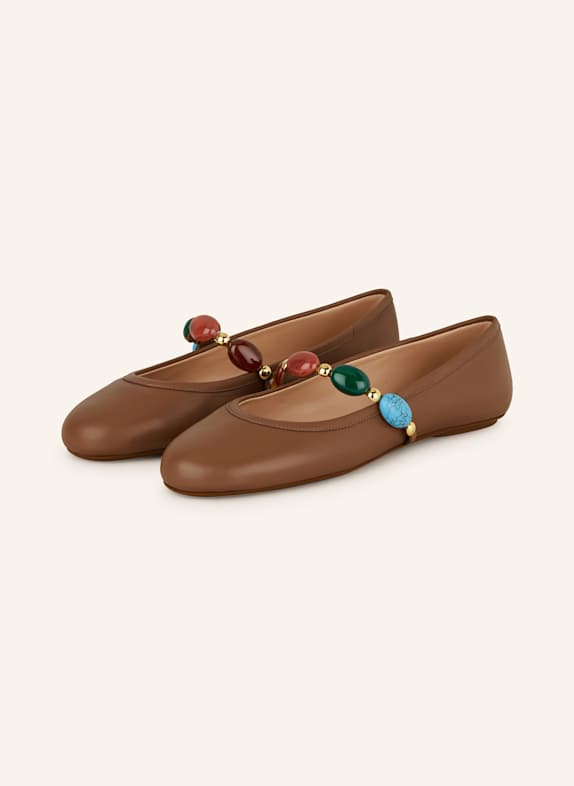 Gianvito Rossi Mary-Jane-Ballerinas SHANTI mit Schmucksteinen BRAUN