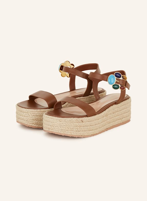 Gianvito Rossi Plateau-Sandalen mit Schmucksteinen BRAUN