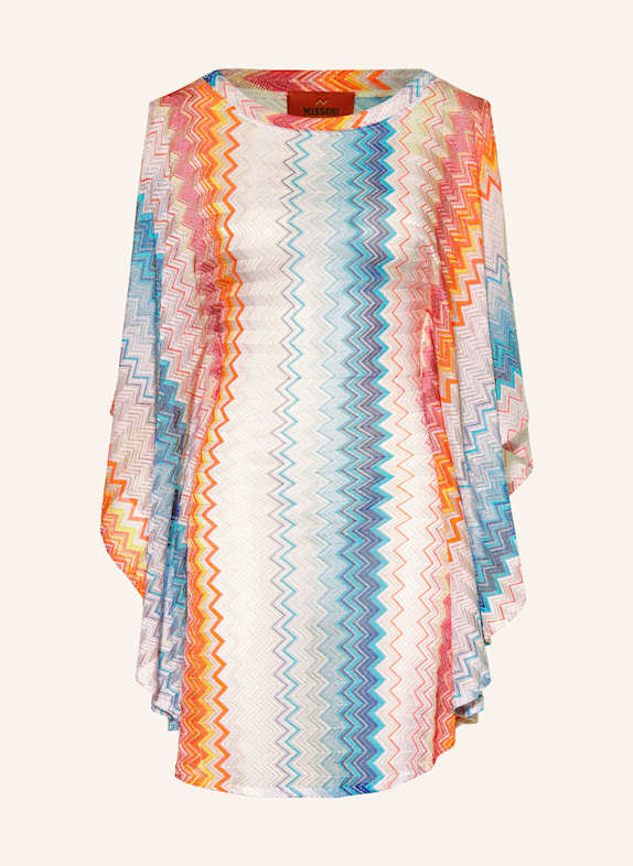 MISSONI Kaftan mit Glitzergarn WEISS/ BLAU/ ORANGE
