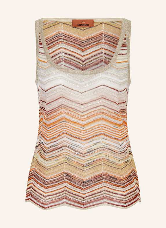 MISSONI Stricktop mit Glitzergarn mit Pailletten ORANGE/ HELLROSA/ CREME