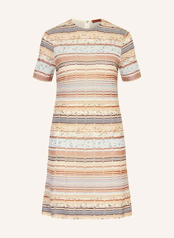MISSONI Strickkleid mit Glitzergarn BRAUN/ ECRU/ HELLBLAU