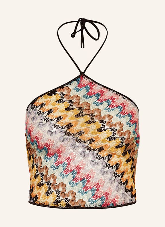 MISSONI Stricktop mit Glitzergarn DUNKELGELB/ SCHWARZ/ FUCHSIA