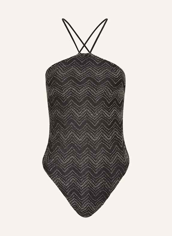 MISSONI Neckholder-Badeanzug mit Glitzergarn SCHWARZ/ GOLD/ TÜRKIS