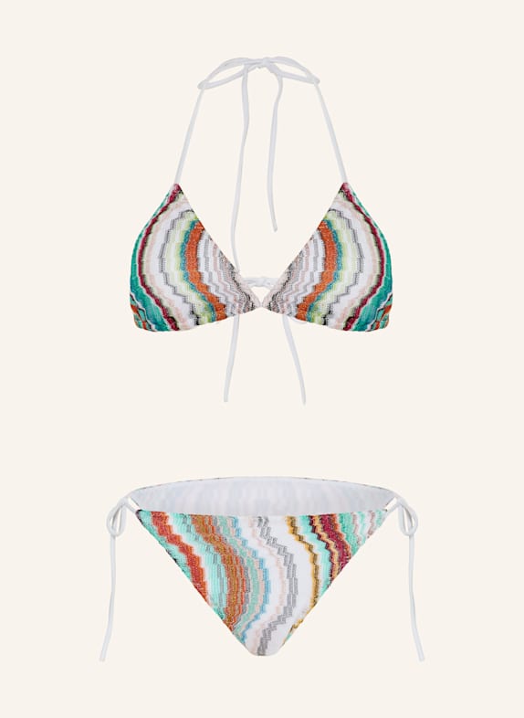 MISSONI Triangel-Bikini mit Glitzergarn WEISS/ ORANGE/ HELLGRÜN