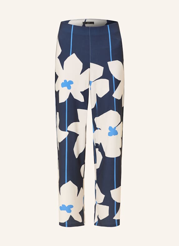 oui Jersey tuxedo stripe wide leg trousers DARK BLUE/ ECRU/ LIGHT BLUE