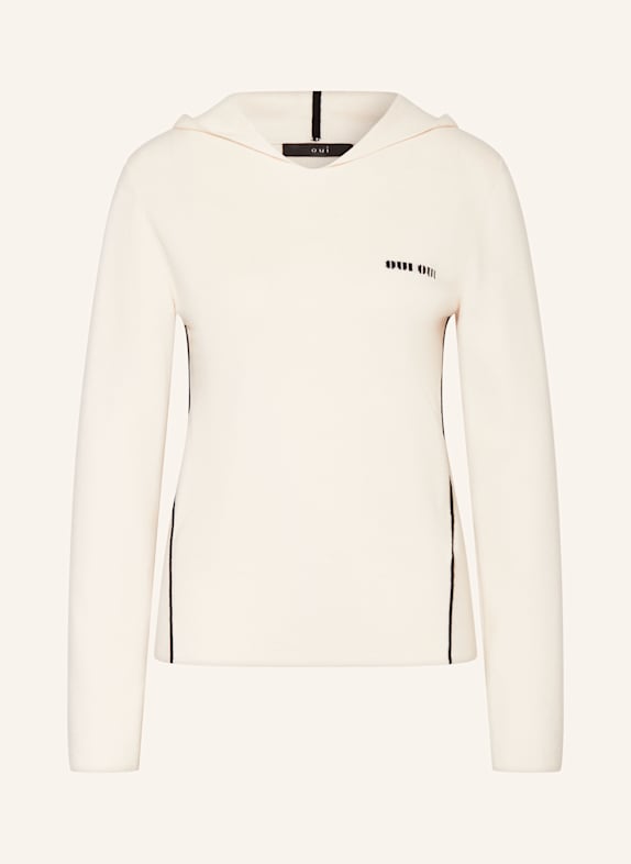 oui Strick-Hoodie ECRU/ SCHWARZ