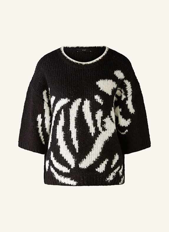 oui Sweater with 3/4 sleeves BLACK/ ECRU