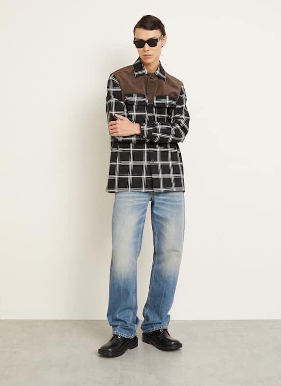 McQUEEN Overjas ZWART / WIT / BRUIN