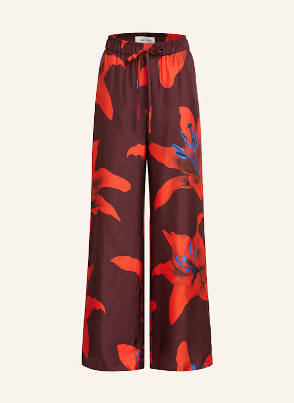 Alexander McQUEEN Marlenehose aus Seide DUNKELROT/ ORANGE