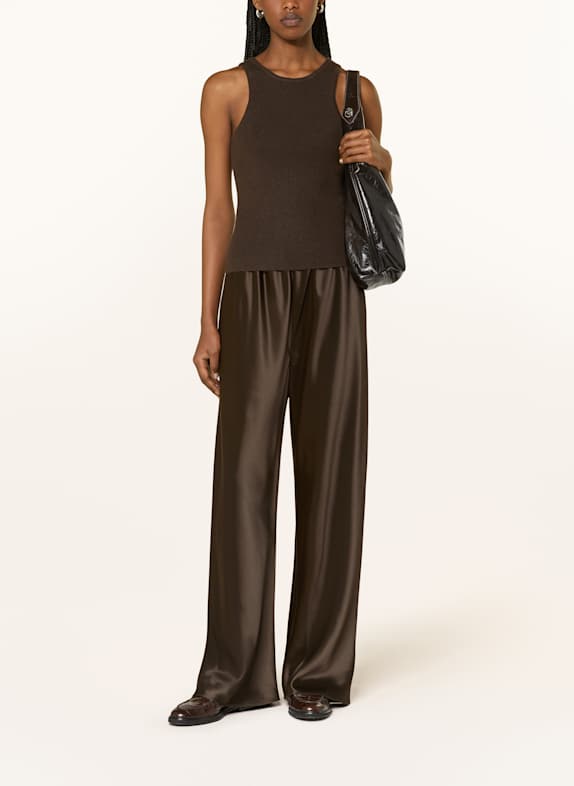 ALMADA LABEL Satijnen broek BIAS MARRON FONCÉ