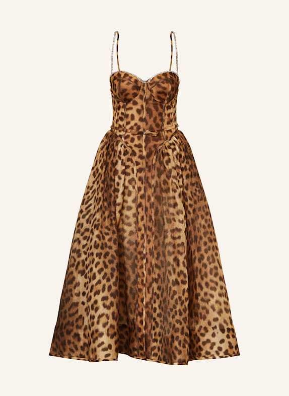 ZIMMERMANN Kleid CRUSH mit Leinen und Seide BRAUN/ HELLBRAUN