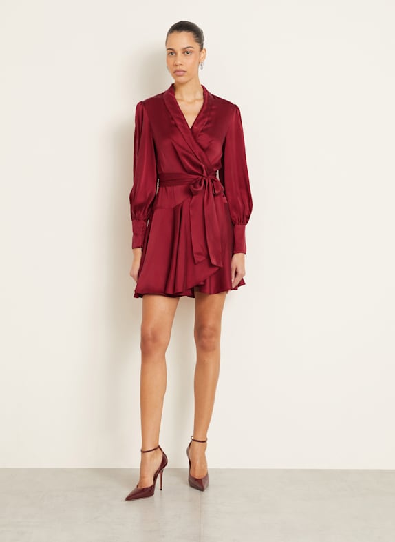 ZIMMERMANN Wickelkleid aus Seide DUNKELROT