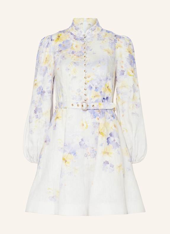 ZIMMERMANN Leinenkleid CRUSH mit Schmuckperlen WEISS/ LILA/ GELB