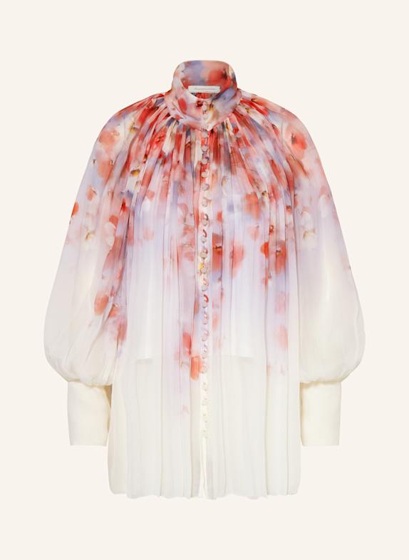 ZIMMERMANN Bluse mit Schmuckperlen WEISS/ HELLLILA/ ROT