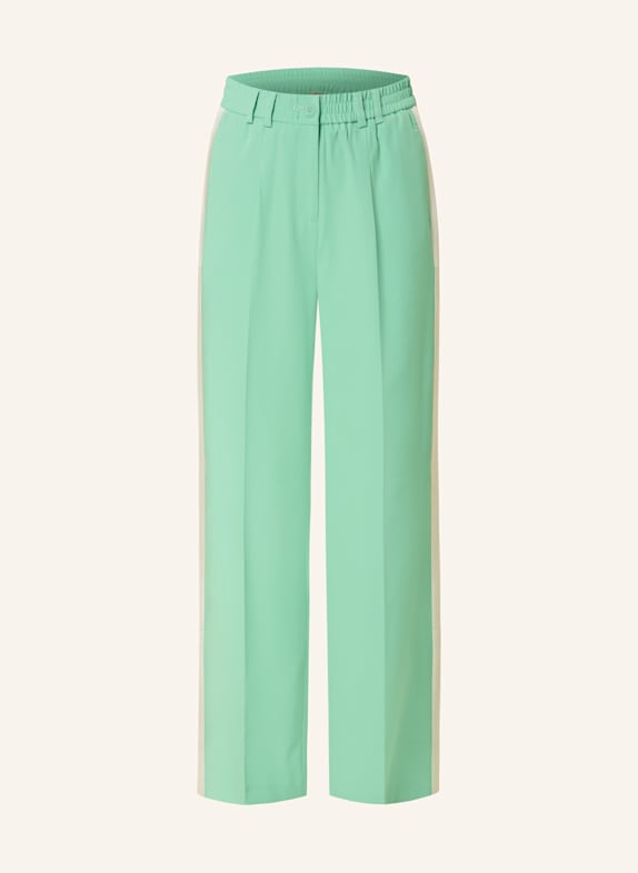 Smith & Soul Trousers with tuxedo stripes LIGHT GREEN/ CREAM