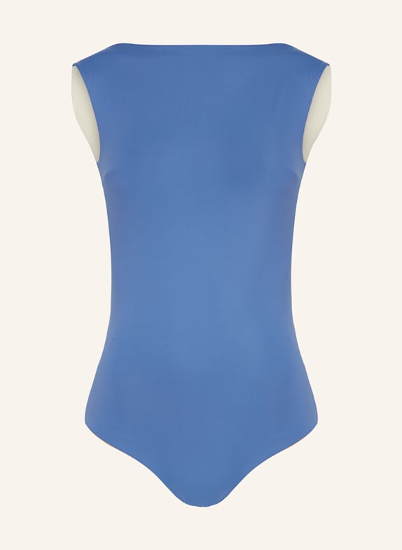 MYMARINI High-Neck-Badeanzug SEABODY zum Wenden mit UV-Schutz 50+ BLAU/ CAMEL