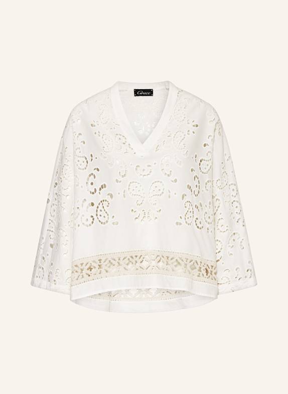 Grace Spitzenponcho WEISS/ BEIGE